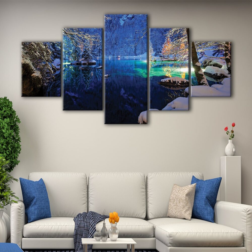 5 panels lake blausee canvas art