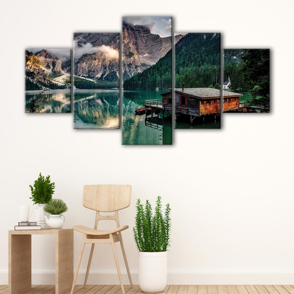 5 panels lake pragser wildsee canvas art