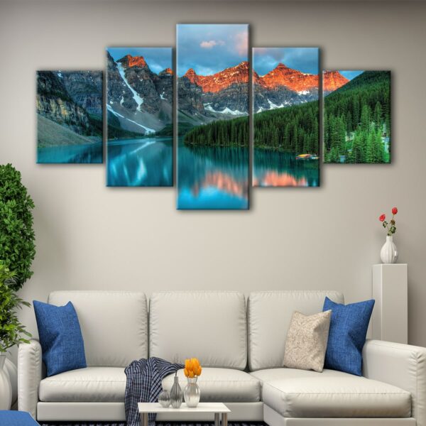 5 panels moraine lake canvas art