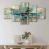 5 panels morning fjord light canvas art