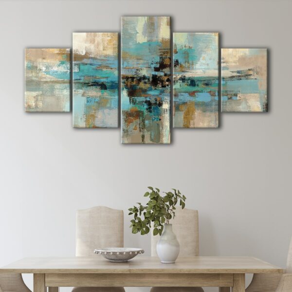 5 panels morning fjord light canvas art