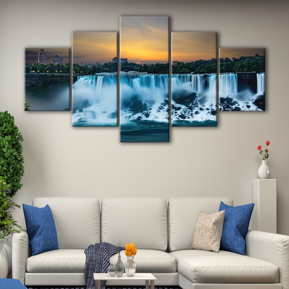 5 panels niagara falls canvas art