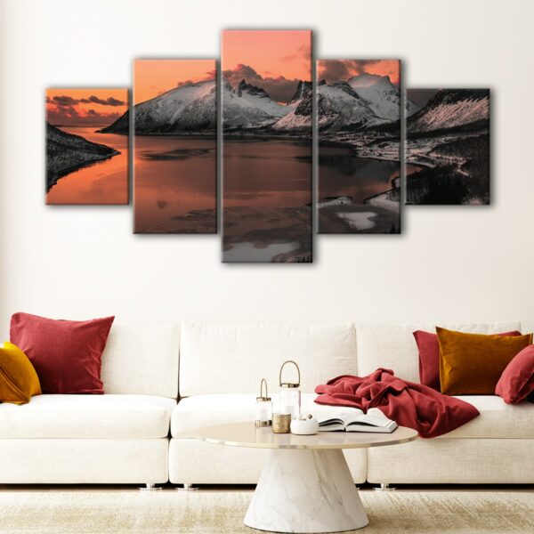 5 panels snowy mountains canvas art