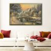 cobblestone christmas floating frame canvas