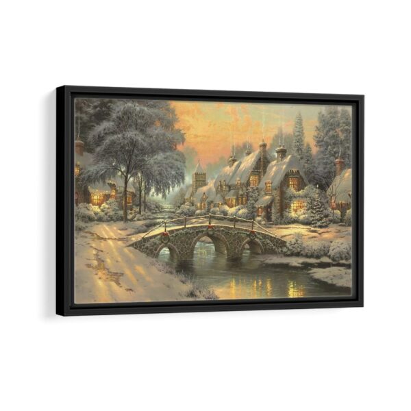 cobblestone christmas framed canvas black frame