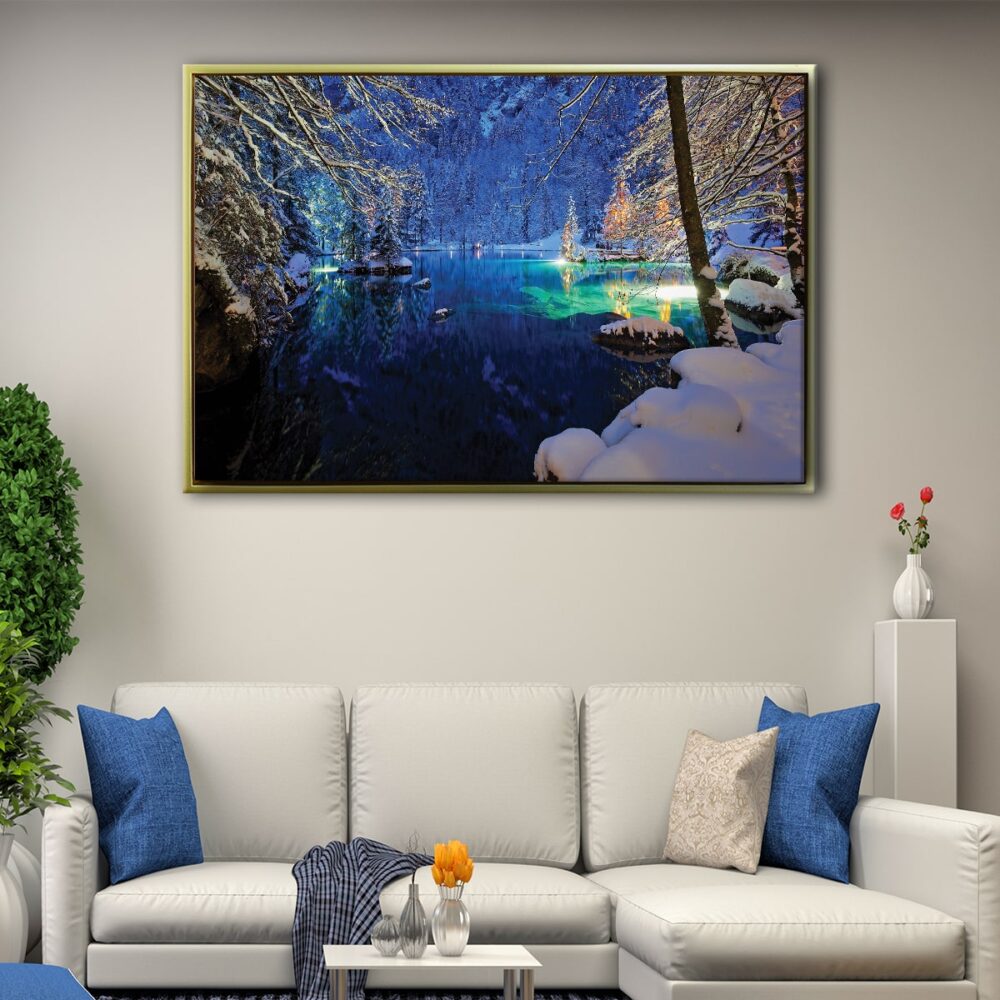 lake blausee floating frame canvas