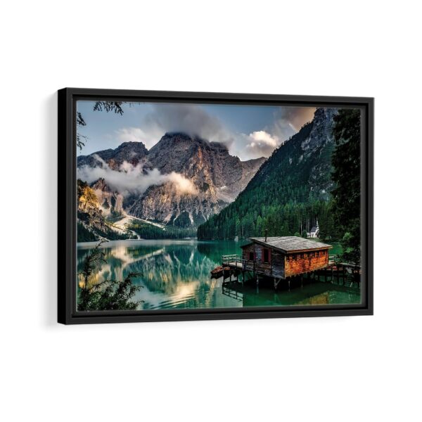 tableau le lac de braies avec cadre noir