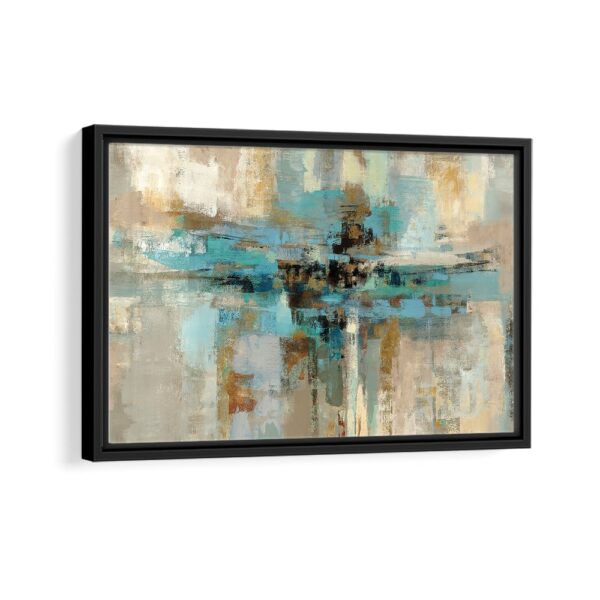 morning fjord light framed canvas black frame