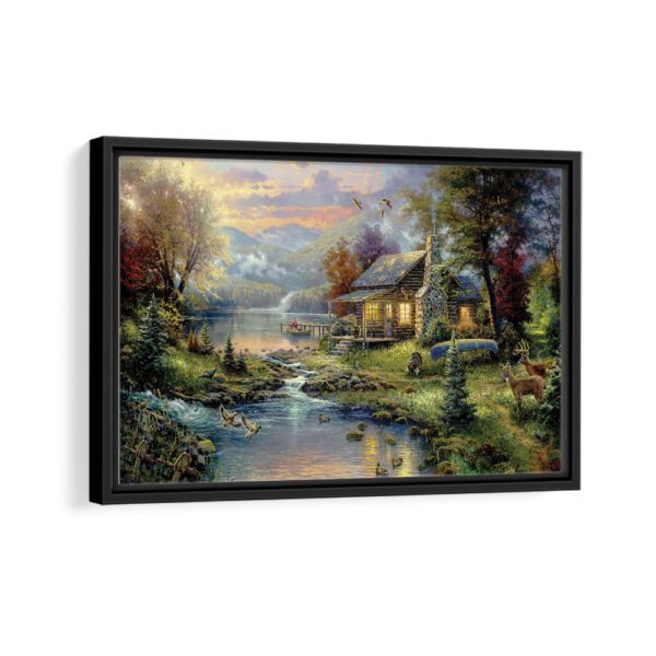 nature s paradise thomas kinkade framed canvas black frame