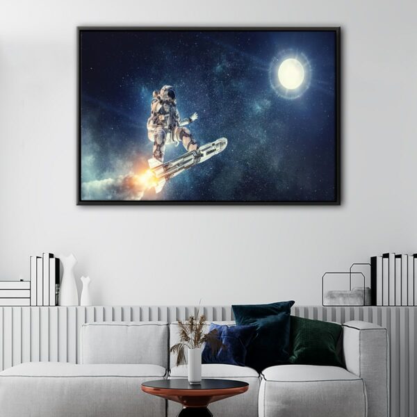 rocket skateboard floating frame canvas