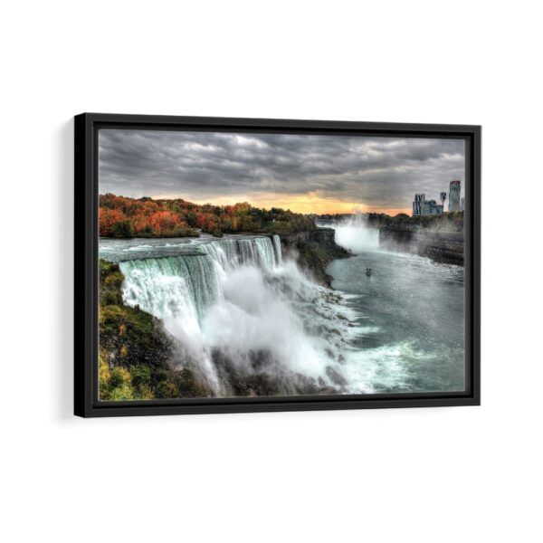 sunset at niagara falls framed canvas black frame