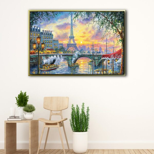 tea time in paris floating frame canvas