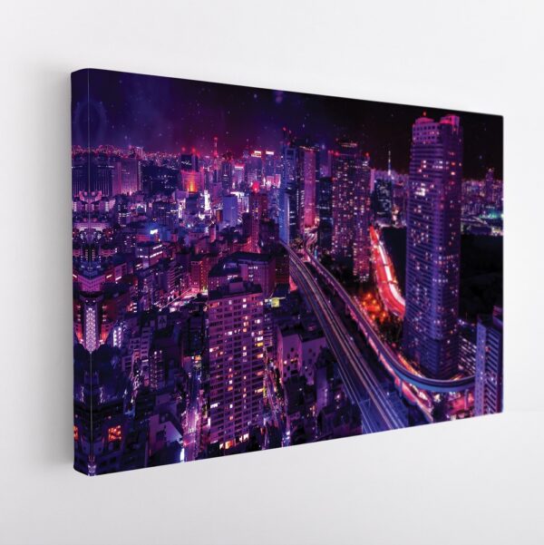 tokyo by night stretched canvas