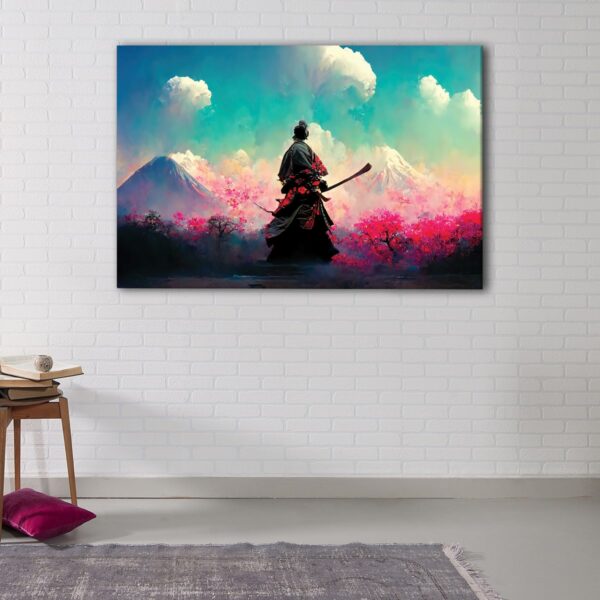 1 panels samurai cherry blossom canvas art