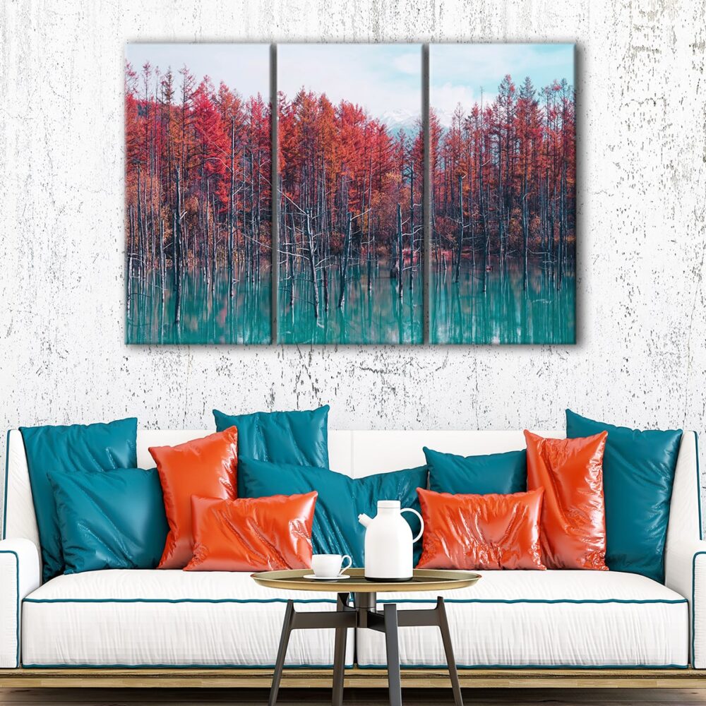 3 panels japan autumn trees canvas art