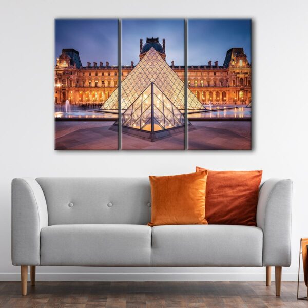 3 panels louvre pyramid canvas art