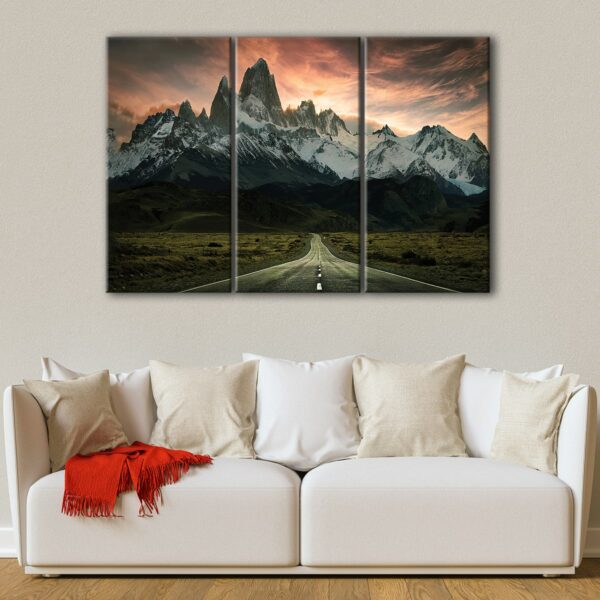 3 panels patagonia mountain road canvas art