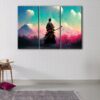 3 panels samurai cherry blossom canvas art