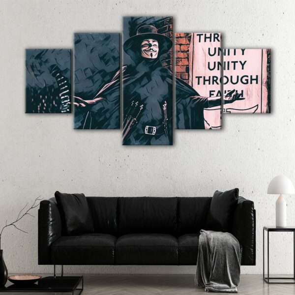 5 panels freedom fighter canvas art