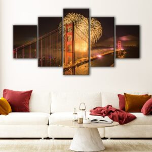 5 panels golden gate bridge canvas art