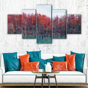 5 panels japan autumn trees canvas art