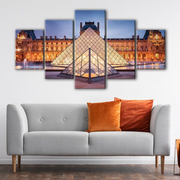 5 panels louvre pyramid canvas art