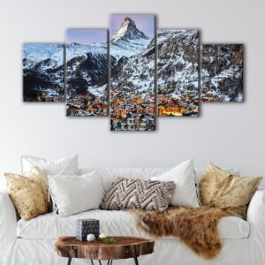 5 panels swiss alps canvas art