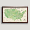 USA golf courses push pin map - brown frame