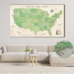 USA golf courses push pin map featured