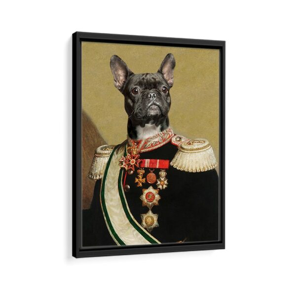 admiral pet portrait framed canvas black frame