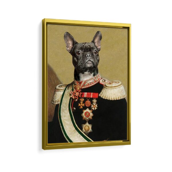 admiral pet portrait framed canvas gold frame