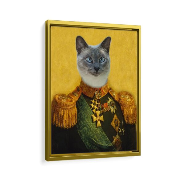 colonel pet portrait framed canvas gold frame