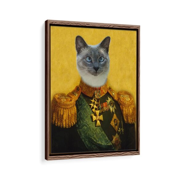 colonel pet portrait framed canvas walnut brown