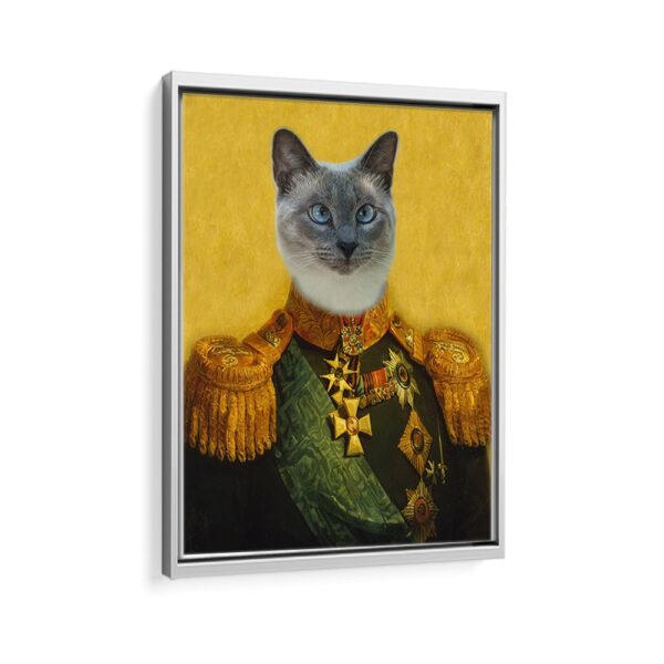 colonel pet portrait framed canvas white frame