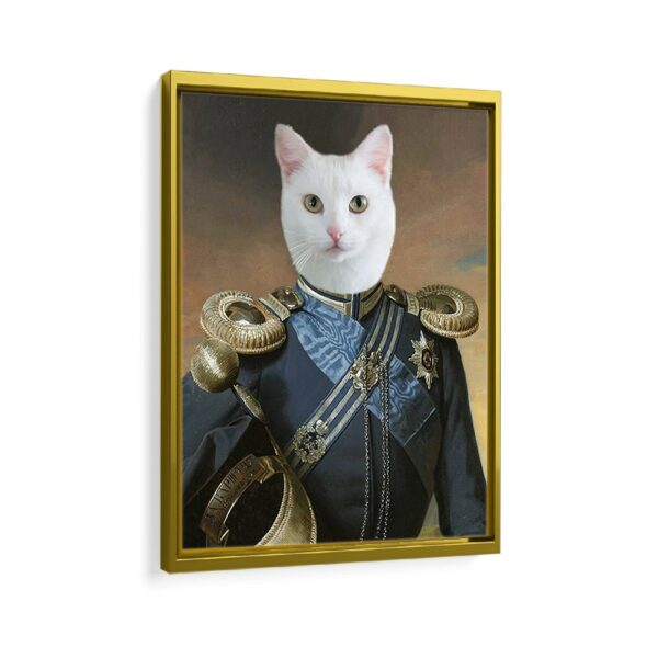 commander pet portrait framed canvas gold frame