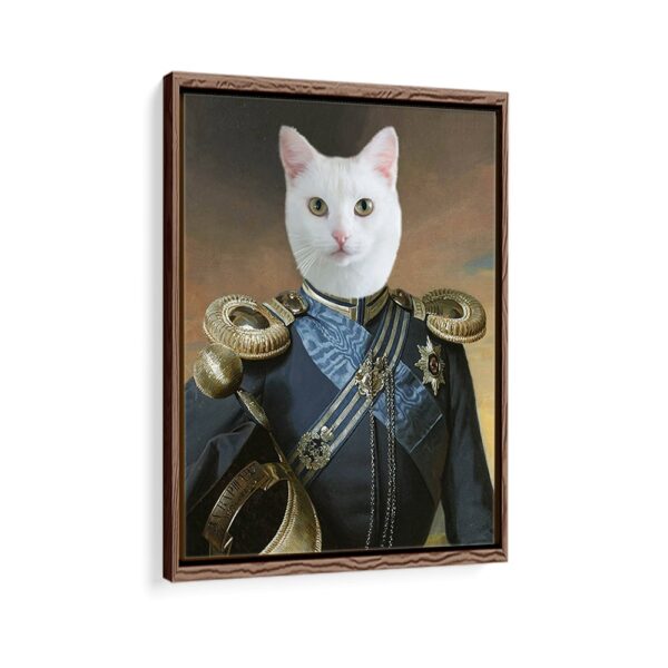 commander pet portrait framed canvas walnut brown