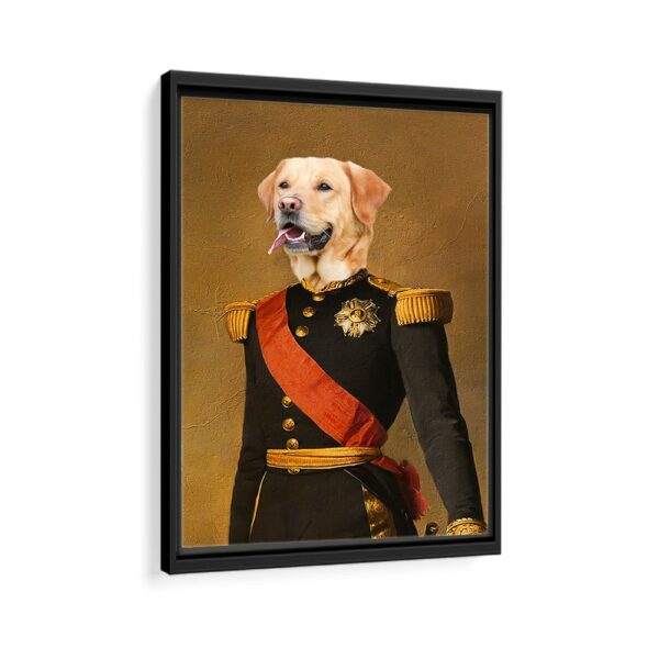 french commander pet portrait framed canvas black frame