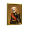 french commander pet portrait framed canvas gold frame