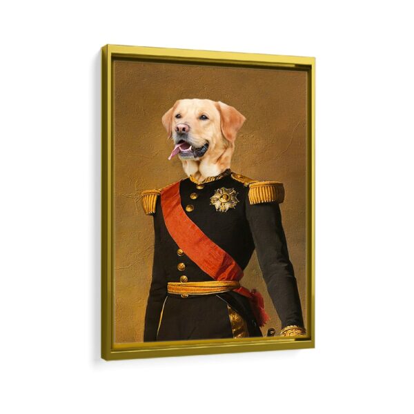 french commander pet portrait framed canvas gold frame