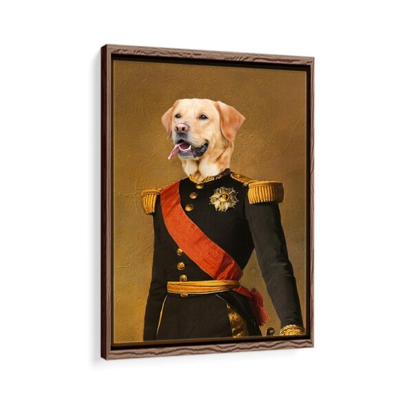 french commander pet portrait framed canvas walnut brown