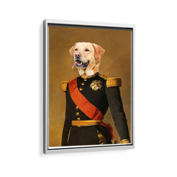 french commander pet portrait framed canvas white frame