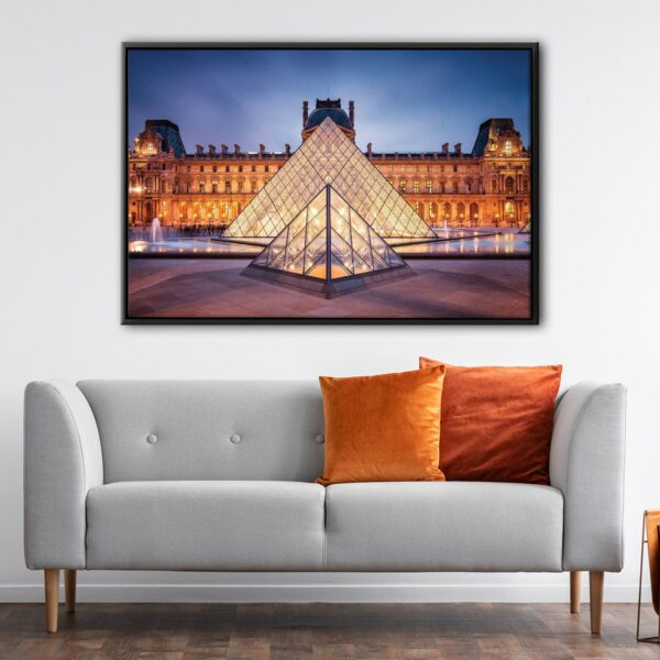 louvre pyramid floating frame canvas