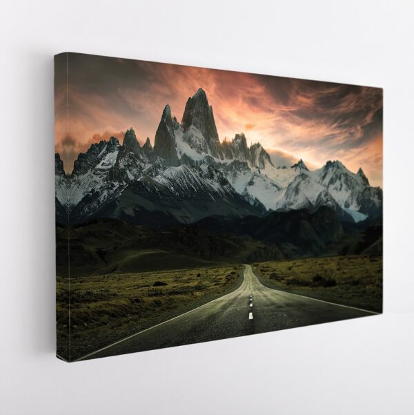 patagonia mountain road stretched canvas