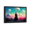 samurai cherry blossom framed canvas black frame