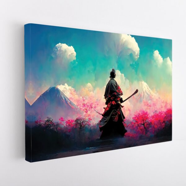 samurai cherry blossom stretched canvas