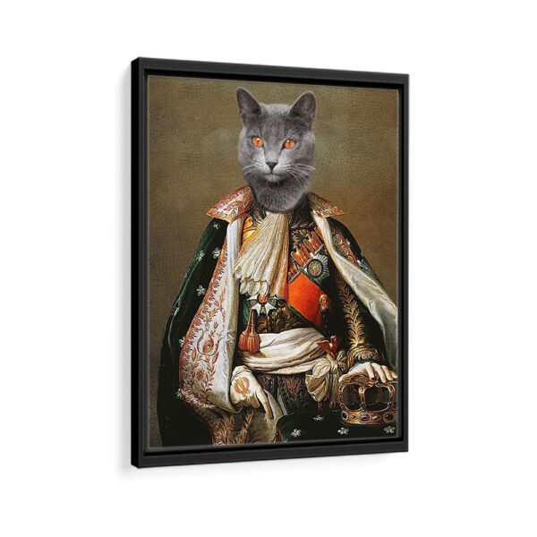 the king pet portrait framed canvas black frame