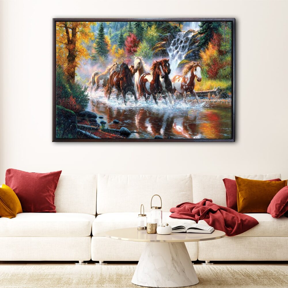 wild horses floating frame canvas