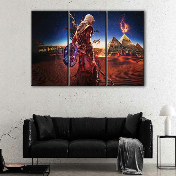 3 panels assassins creed pyramid canvas art