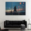 3 panels ghostblade warrior canvas art