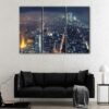 3 panels manhattan by night canvas art